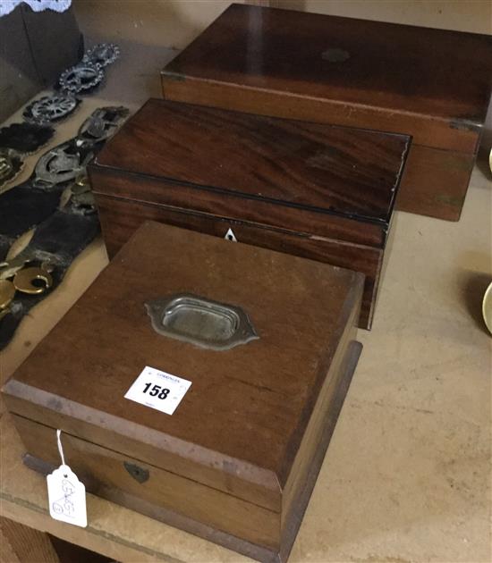 Writing slope, tea caddy and a jewellery box